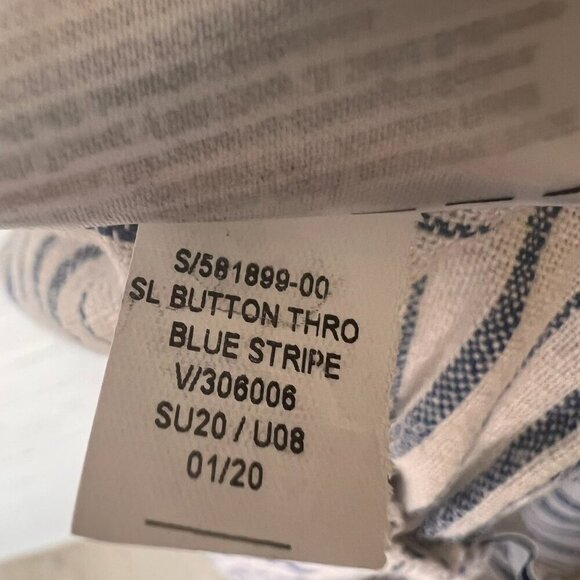 Old Navy Jumpsuit Womens SZ Small Blue & White Linen Blend Pockets Buttons Beach - Picture 14 of 15